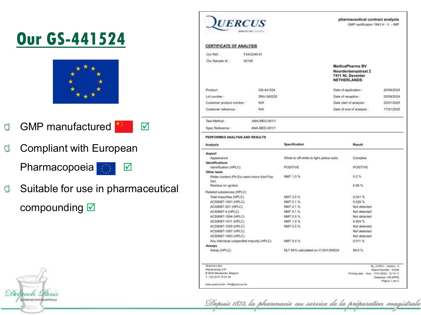 GS-441524 Compounding Forms by Delpech, Paris – slide 6 of 12